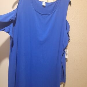 a new day Royal Blue Cold Shoulder Blouse